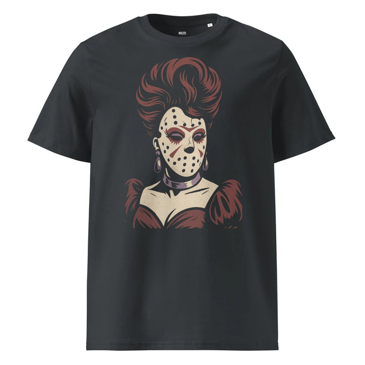 Print 'Hockey Mask Glam' Organic T-shirt India Ink Grey MILTTI