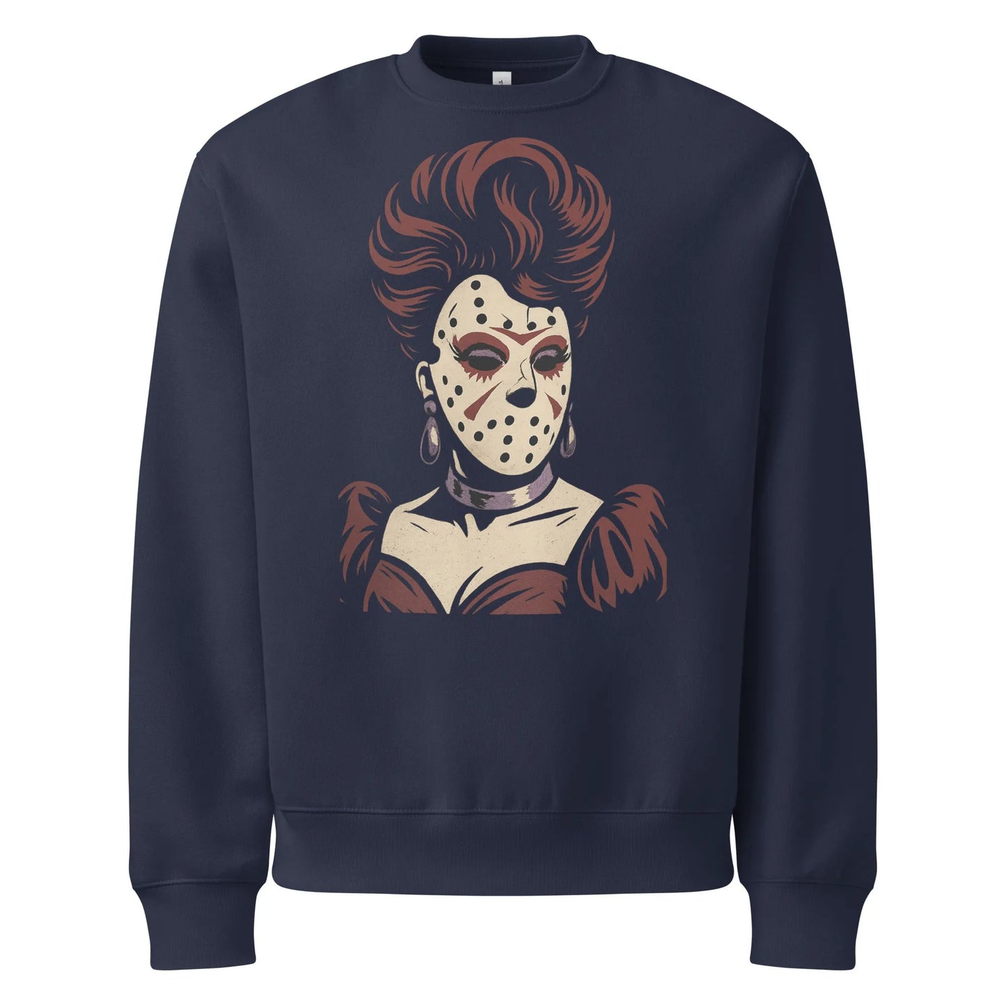 Print 'Hockey Mask Glam' Oversized Sweatshirt Navy MILTTI