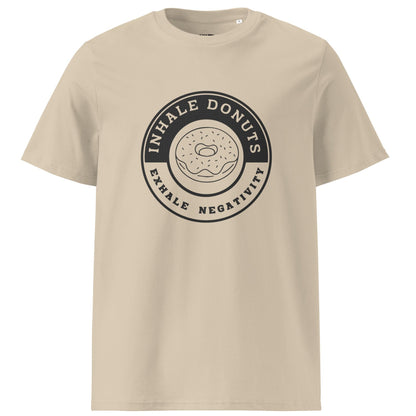 Print 'Inhale Donuts' Organic Cotton T-shirt Desert Dust MILTTI
