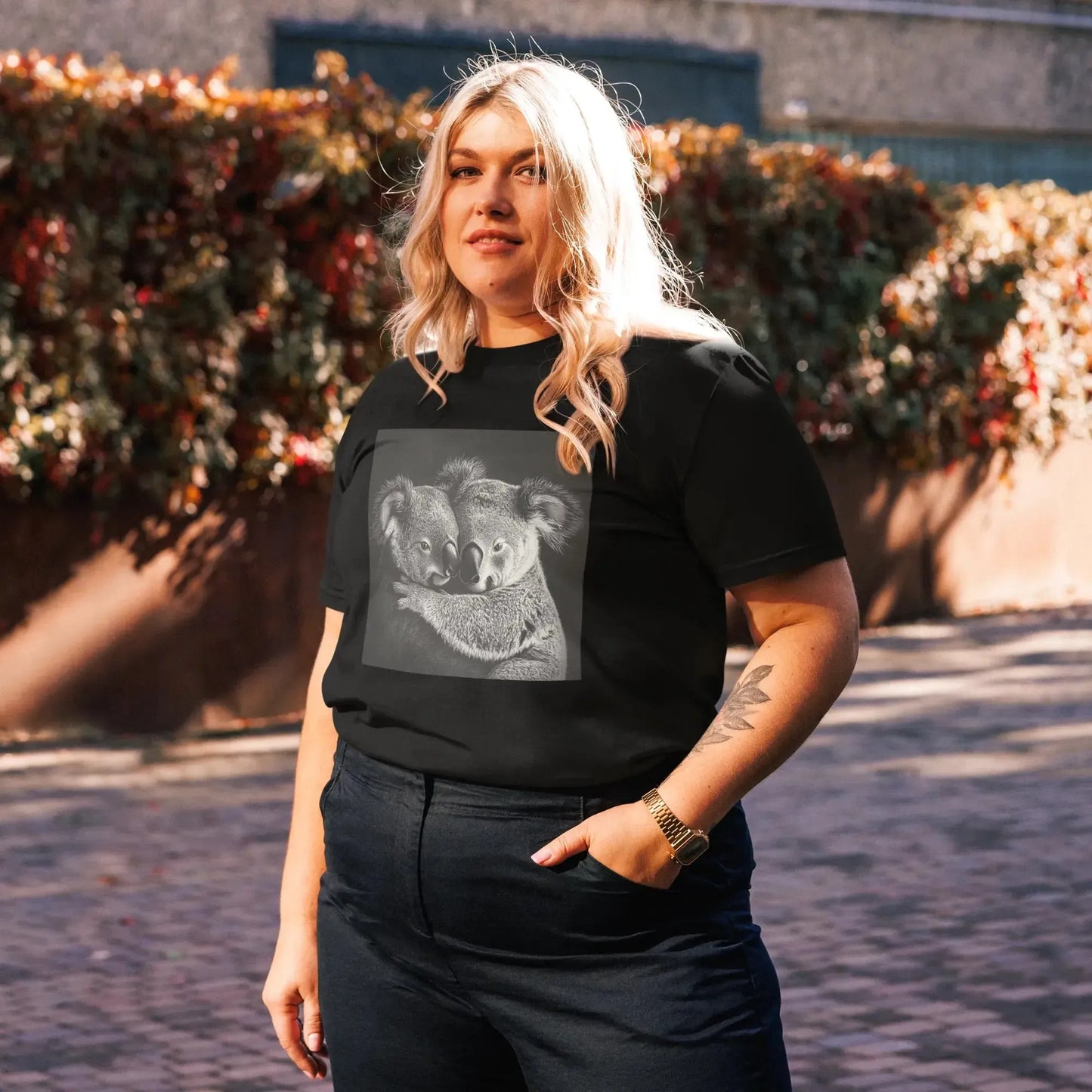 Print 'Koala Couple B&W' Organic Cotton T-shirt MILTTI