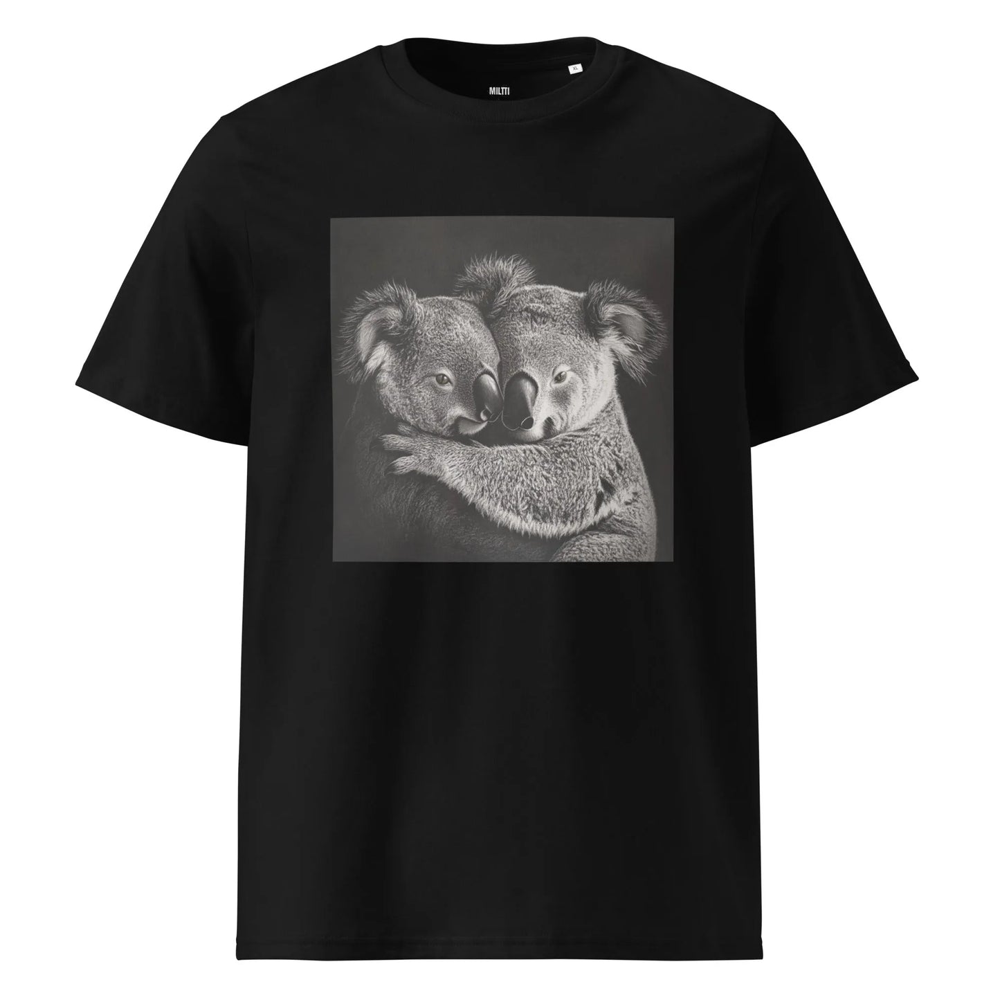 Print 'Koala Couple B&W' Organic Cotton T-shirt Black MILTTI
