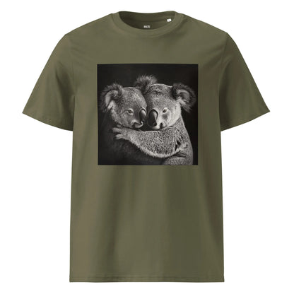 Print 'Koala Couple B&W' Organic Cotton T-shirt Khaki MILTTI