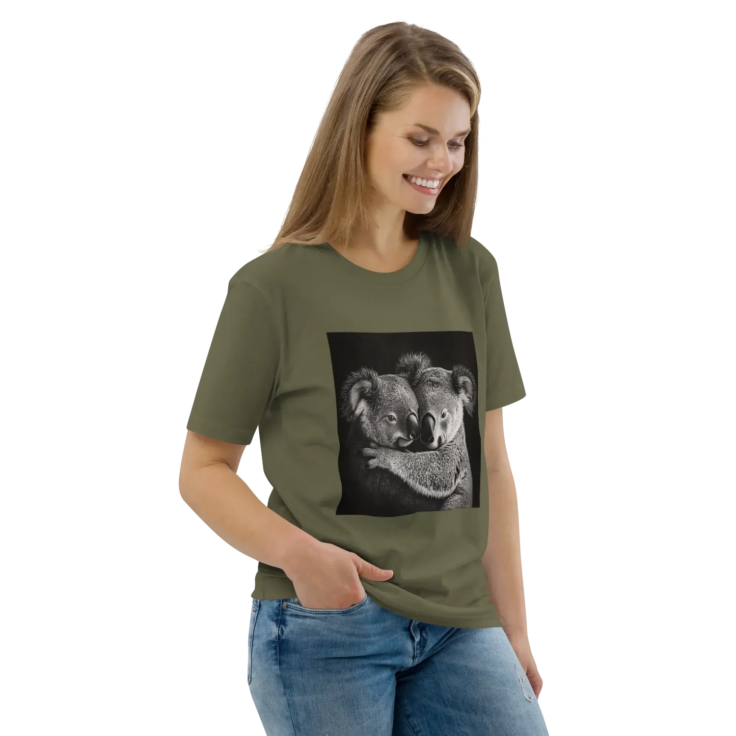Print 'Koala Couple B&W' Organic Cotton T-shirt MILTTI
