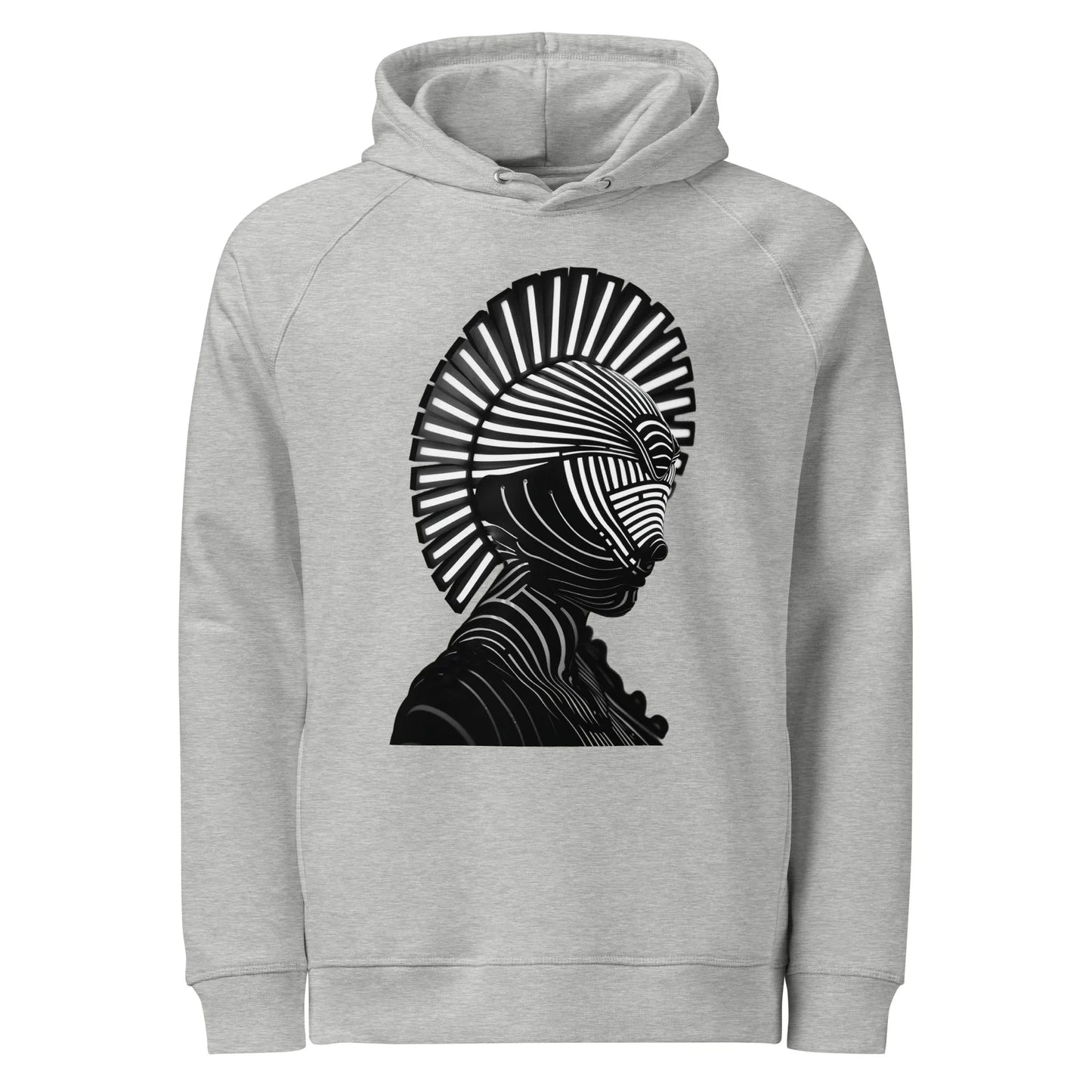 Print 'Luminous Warrior' Organic Hoodie Heather Grey MILTTI