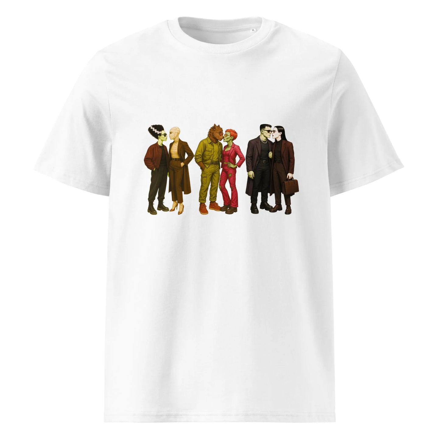 Print 'Monsters in Love' Organic Tee White MILTTI