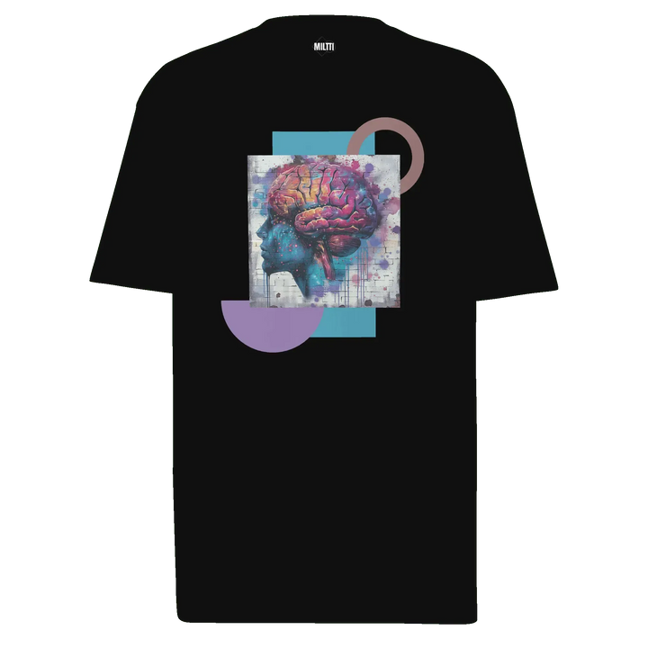 Print 'Neon Mind' Premium Heavyweight Tee Black MILTTI