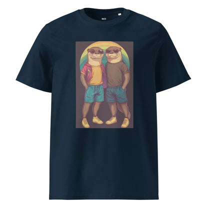 Print 'Otter Couple' Organic Cotton T-shirt French Navy MILTTI