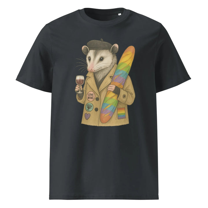 Print 'Parisian Raccoon' Organic T-shirt India Ink Grey MILTTI