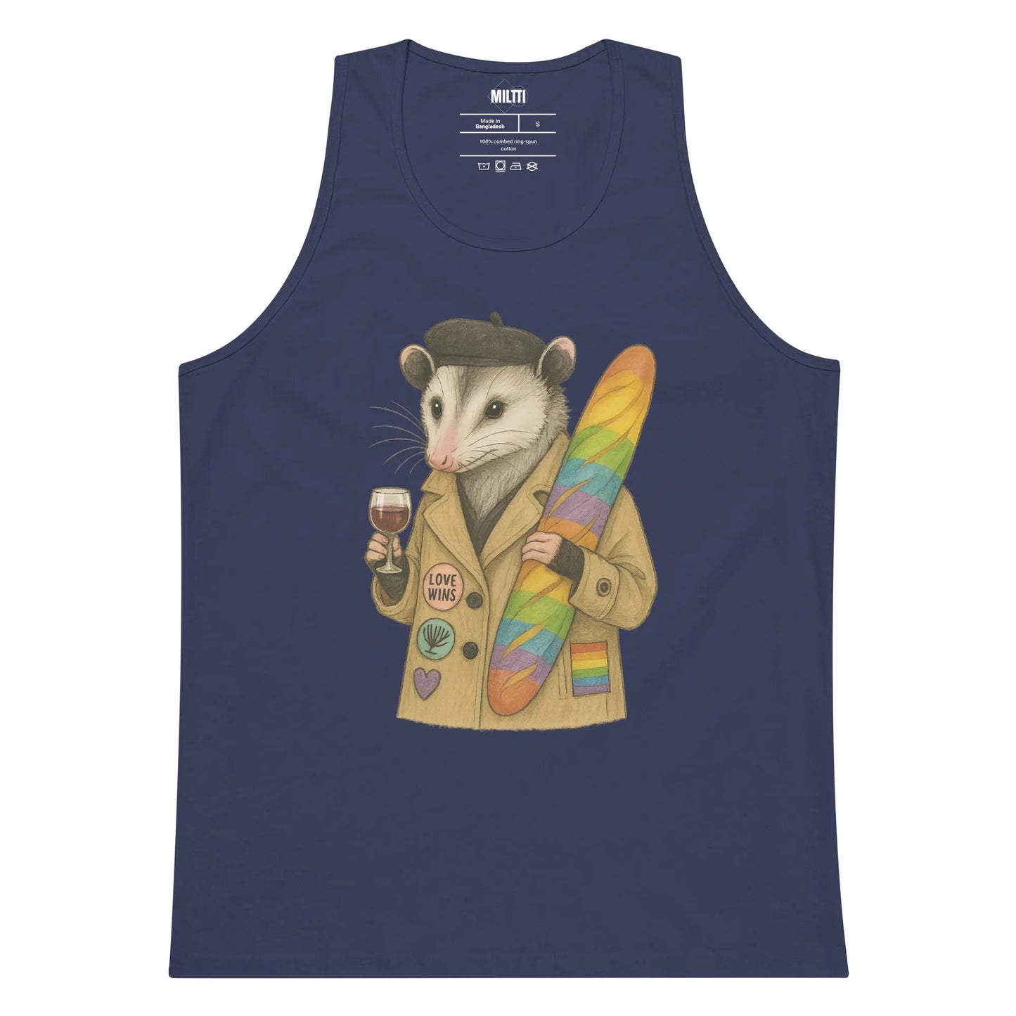 Print 'Parisian Raccoon' Premium Tank Top Harbor Blue MILTTI