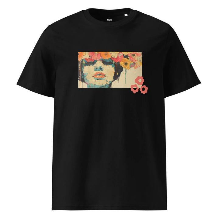 Print 'Petal Thoughts' Organic Cotton T-shirt Black MILTTI