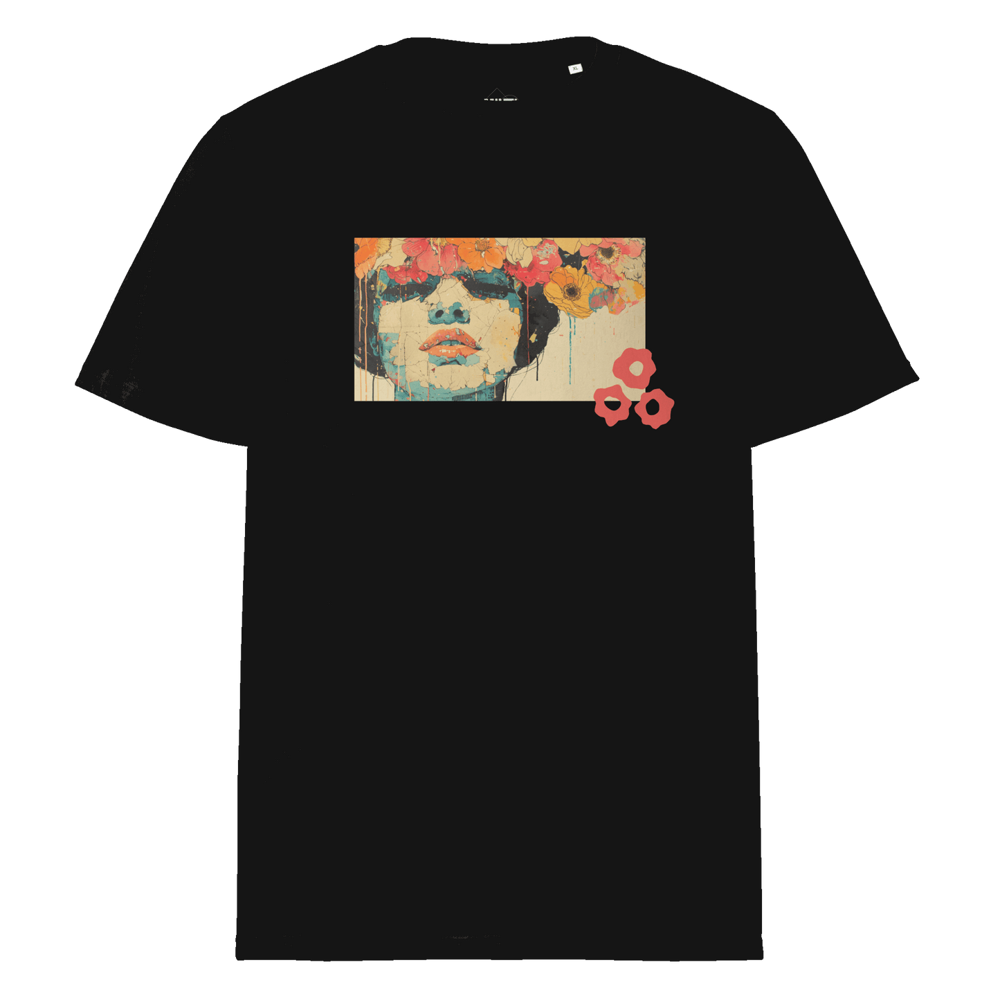 Print 'Petal Thoughts' Organic Cotton T-shirt Black MILTTI