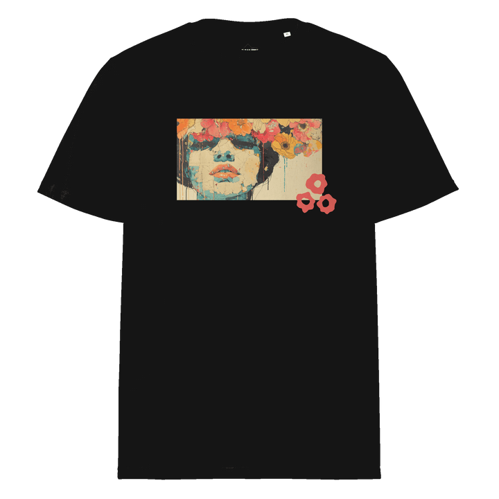 Print 'Petal Thoughts' Organic Cotton T-shirt Black MILTTI