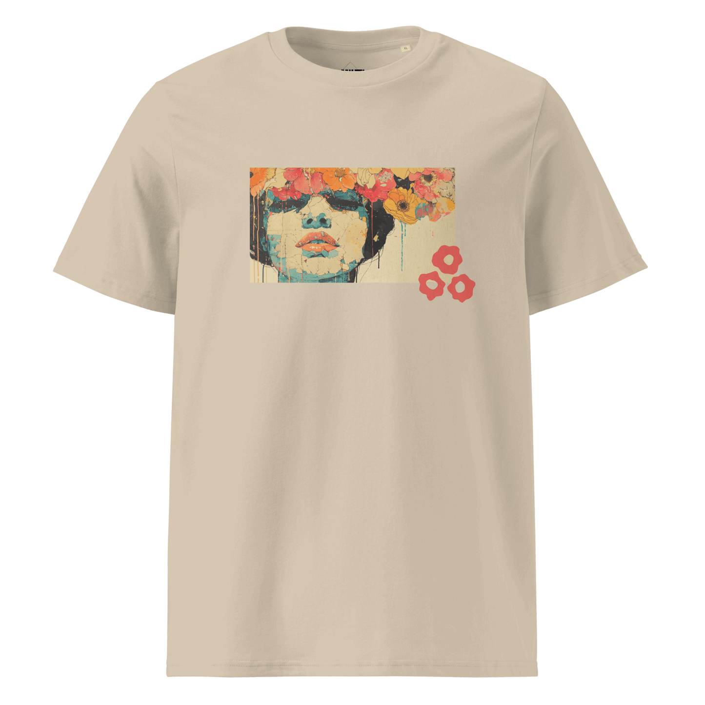 Print 'Petal Thoughts' Organic Cotton T-shirt Desert Dust MILTTI