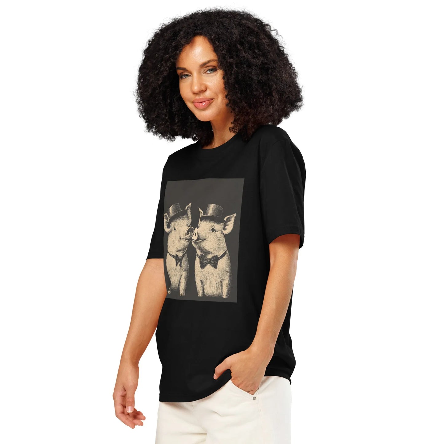 Print 'Pig Couple' Organic T-shirt MILTTI