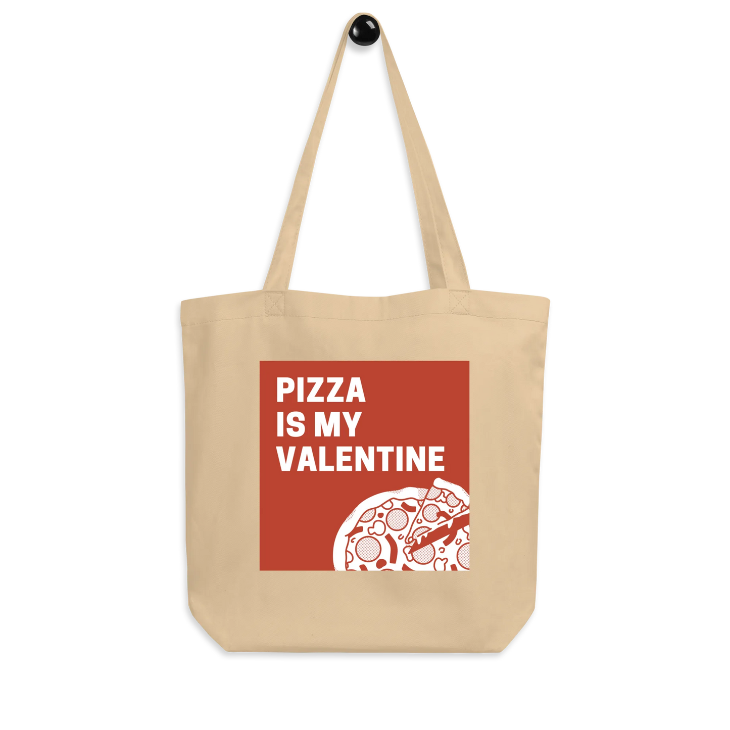 Print 'Pizza is my Valentine' Eco Tote Bag Oyster MILTTI