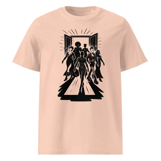 Print 'Queer Runway' Organic Ribbed Neck T-shirt Fraiche Peche MILTTI