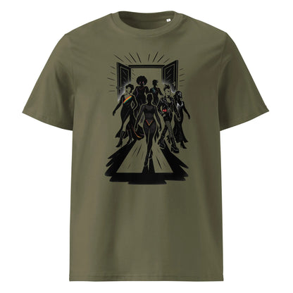 Print 'Queer Runway' Organic Ribbed Neck T-shirt Khaki MILTTI