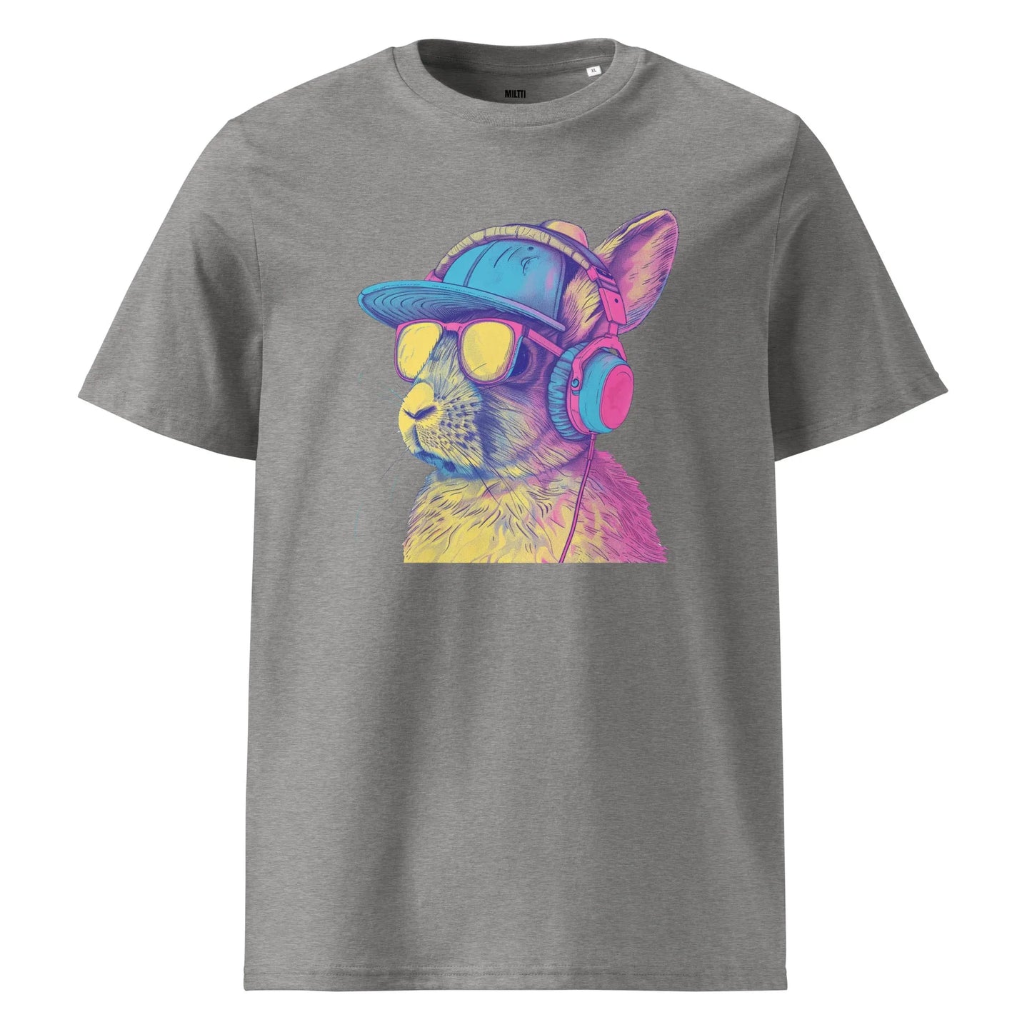 Print 'Bunny Jam' Organic Cotton T-shirt Heather Grey MILTTI