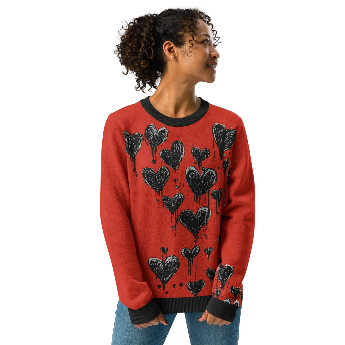 Print 'Raining Hearts' Knitted Sweater MILTTI