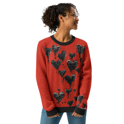 Print 'Raining Hearts' Knitted Sweater MILTTI