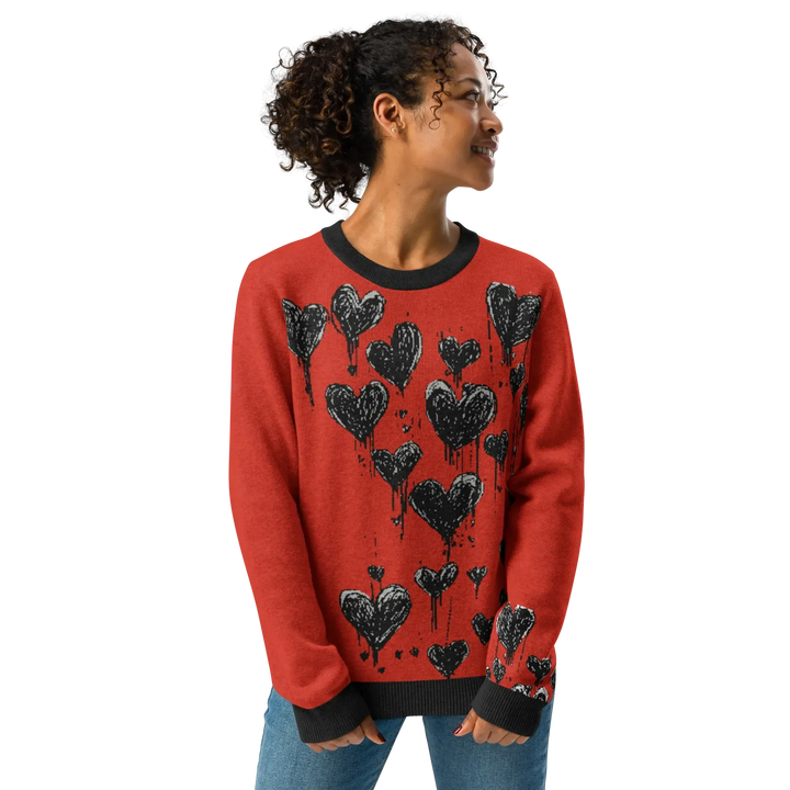 Print 'Raining Hearts' Knitted Sweater MILTTI