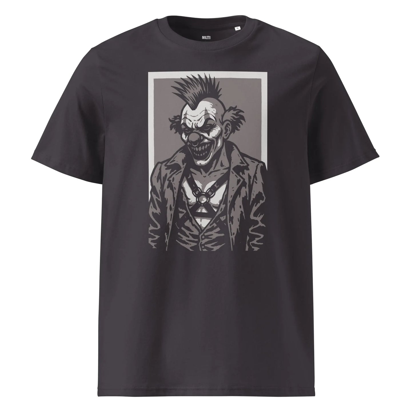 Print 'Rebellious-Clown' Organic T-shirt Anthracite MILTTI