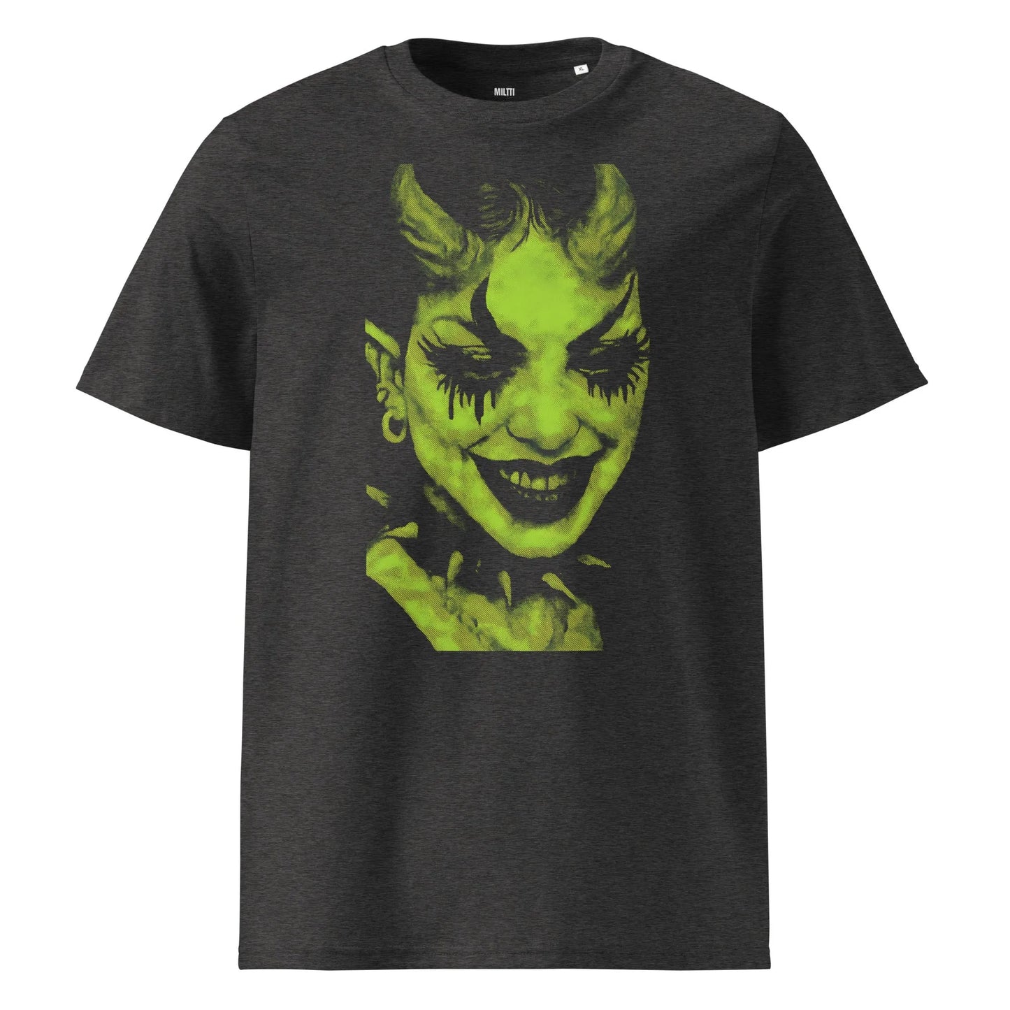 Print 'Sapphic Demon' Organic Tee Dark Heather Grey MILTTI