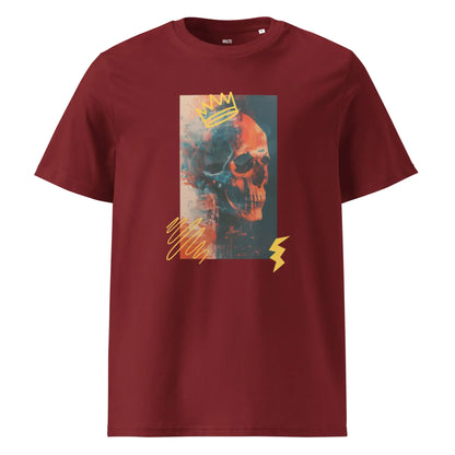 Print 'Skull Burn' Organic Cotton T-shirt Burgundy MILTTI