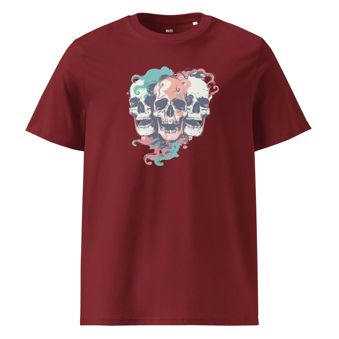 Print 'Skull Squad' Organic Cotton T-shirt Burgundy MILTTI