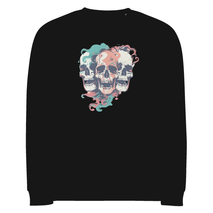Print 'Skull Squad' Organic Raglan Sweatshirt Black MILTTI