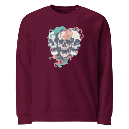 Print 'Skull Squad' Organic Raglan Sweatshirt Burgundy MILTTI