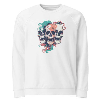 Print 'Skull Squad' Organic Raglan Sweatshirt White MILTTI