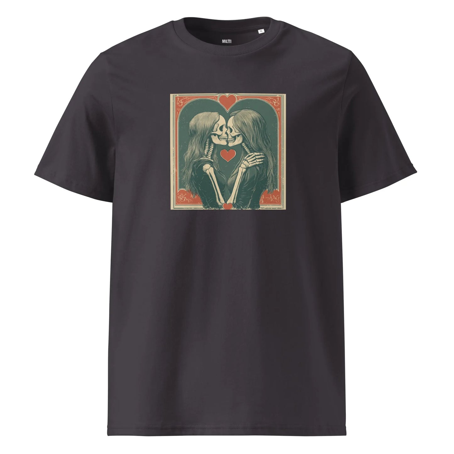 Print 'Skullmates' Organic Cotton T-shirt Anthracite MILTTI