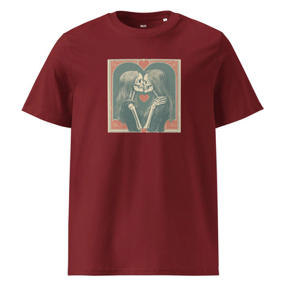 Print 'Skullmates' Organic Cotton T-shirt Burgundy MILTTI