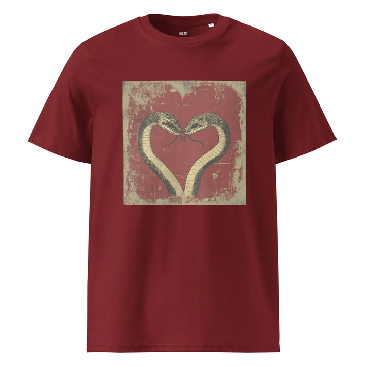 Print 'Snake Heart' Organic Cotton T-shirt Burgundy MILTTI