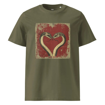 Print 'Snake Heart' Organic Cotton T-shirt Khaki MILTTI