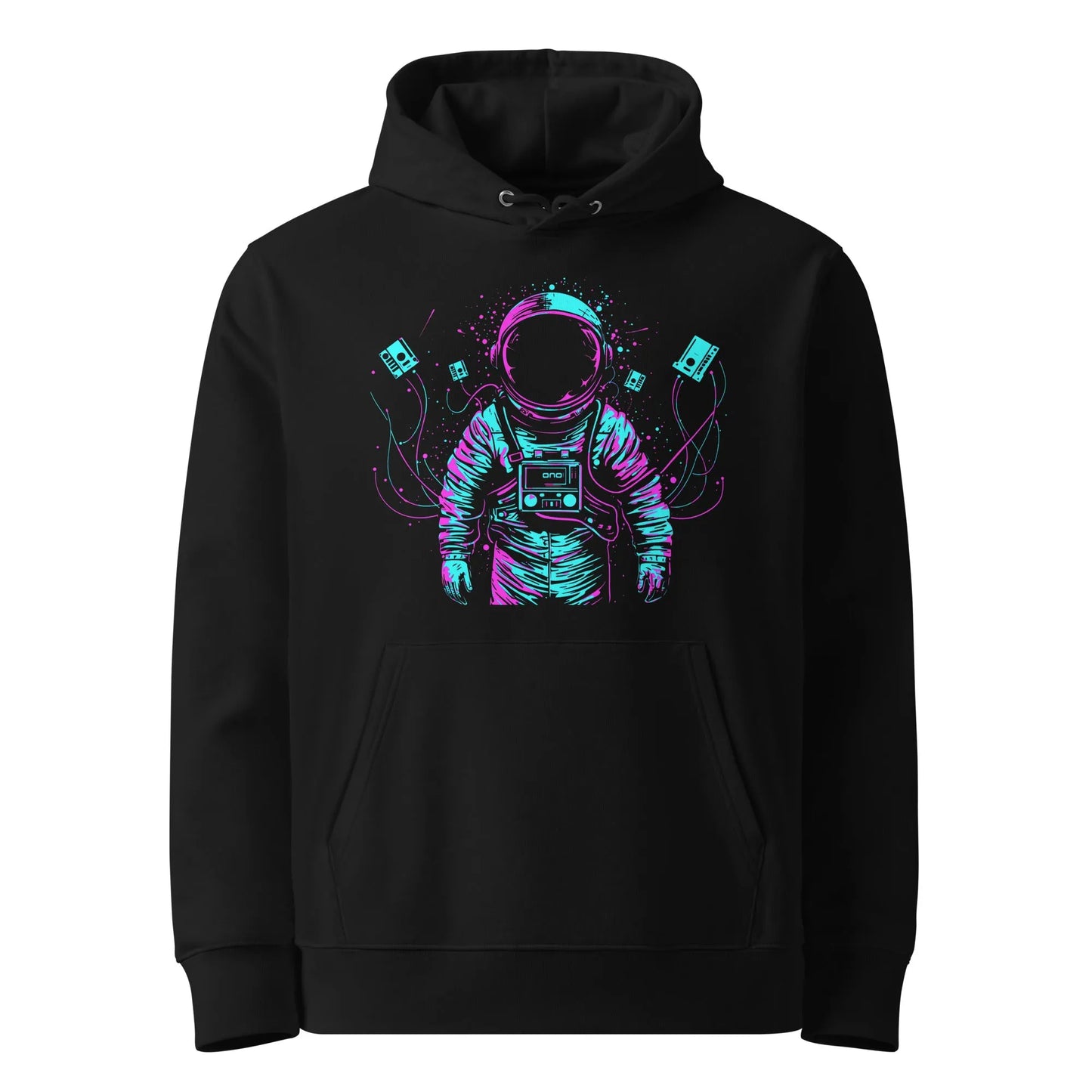 Print 'Space Trippin' Organic Cotton Hoodie Black MILTTI