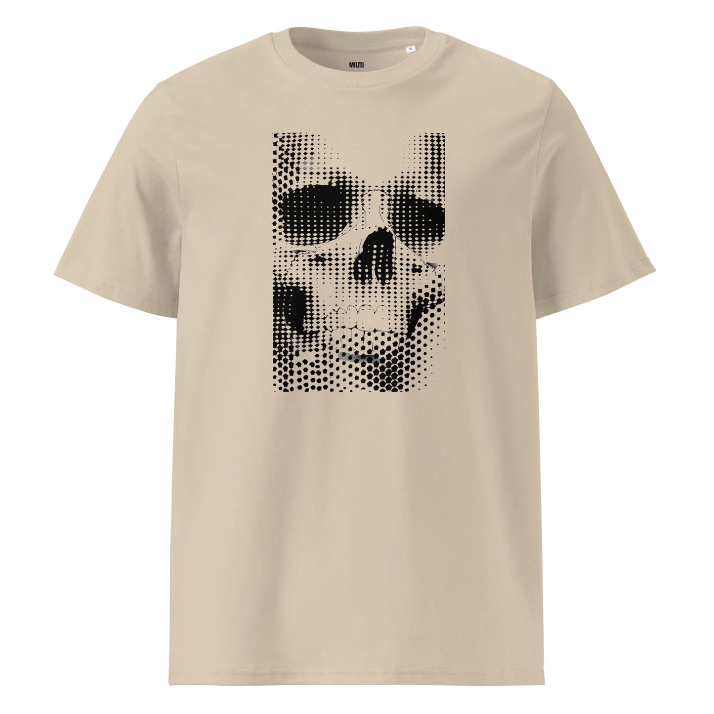 Print 'Static Skull' Organic Cotton T-shirt Desert Dust MILTTI