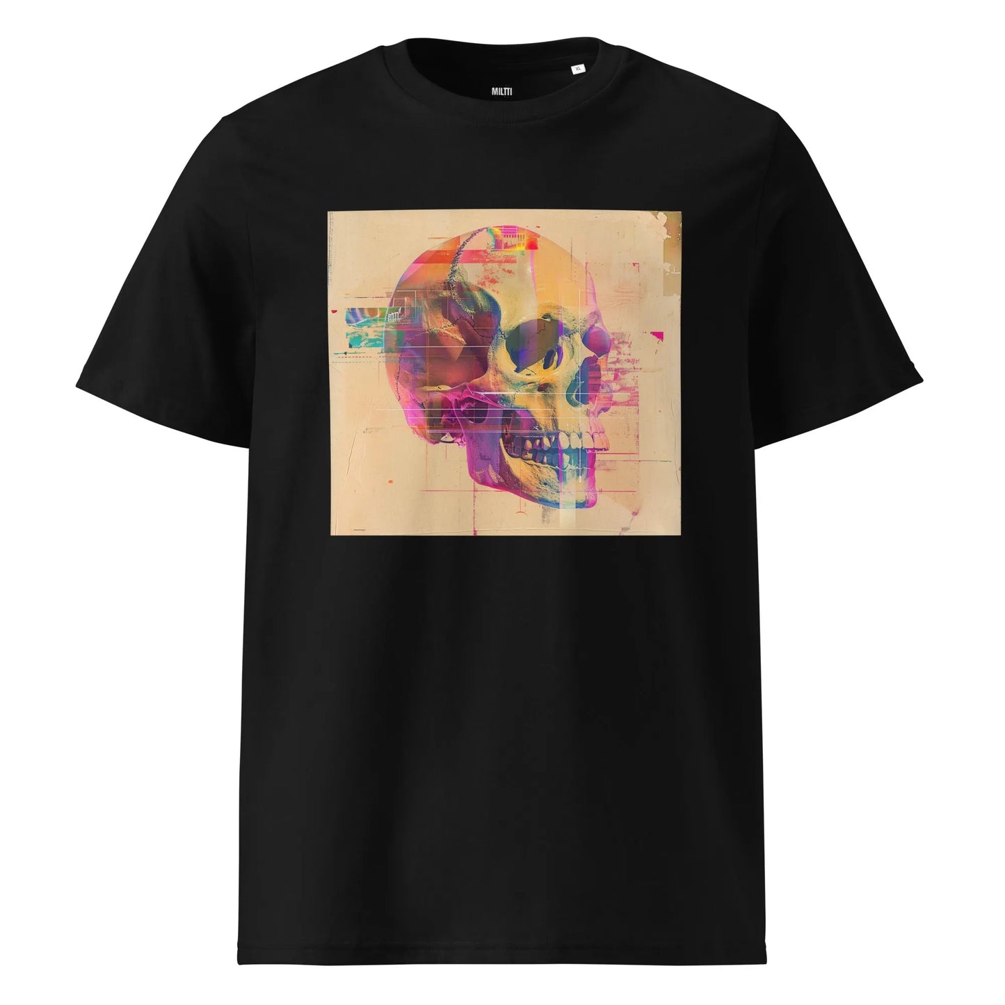 Print 'Techno Bones' Organic Ribbed Neck T-shirt Black MILTTI