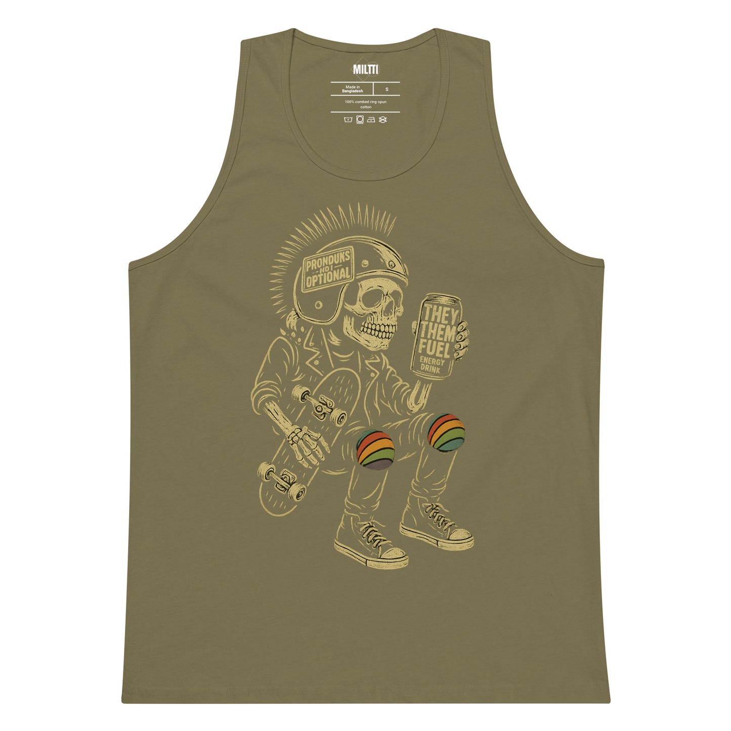 Print 'They Them Fuel' Premium Tank Top Military Green MILTTI