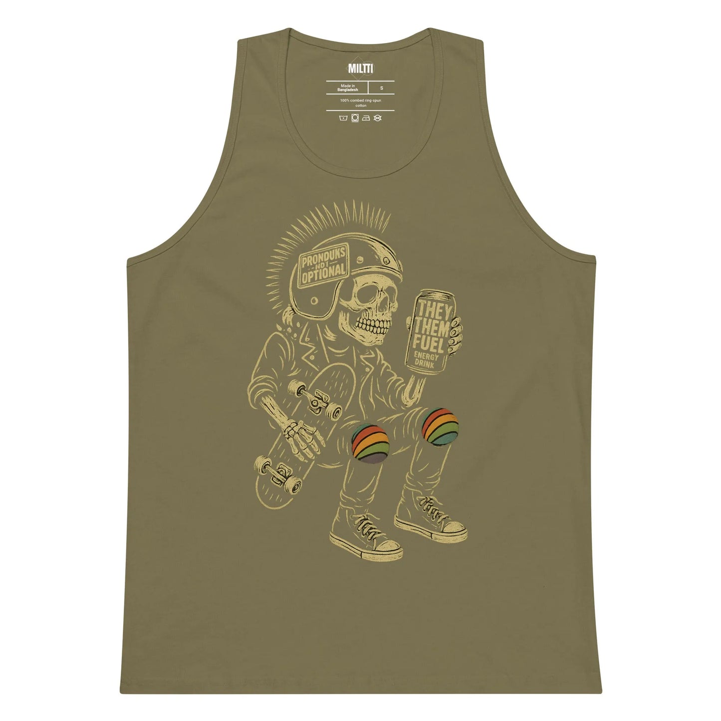 Print 'They Them Fuel' Premium Tank Top Military Green MILTTI