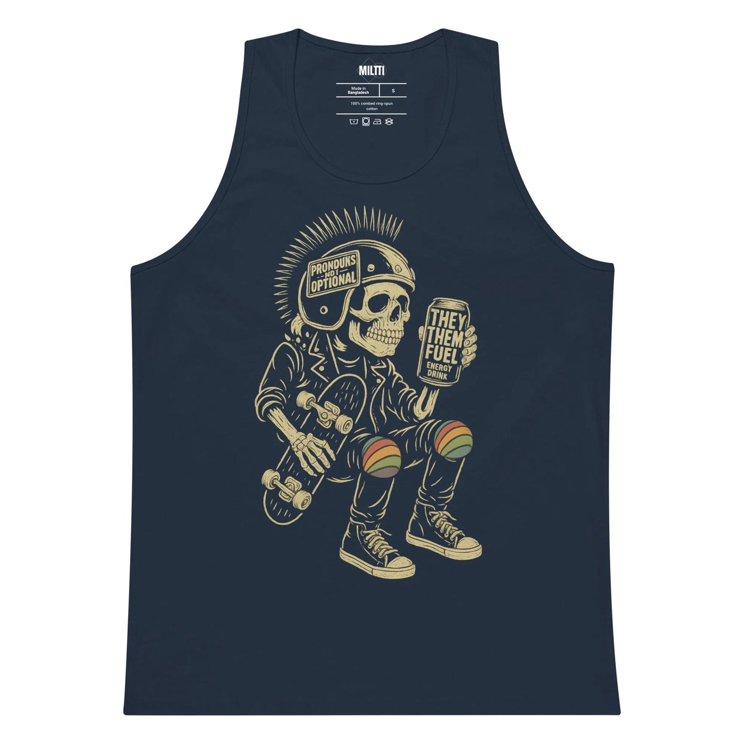 Print 'They Them Fuel' Premium Tank Top Navy MILTTI