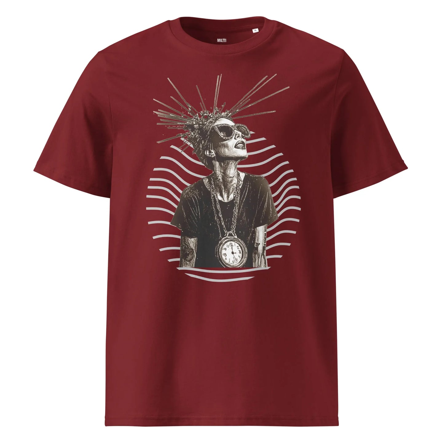 Print 'Timeless Rebel' Organic Cotton T-shirt Burgundy MILTTI