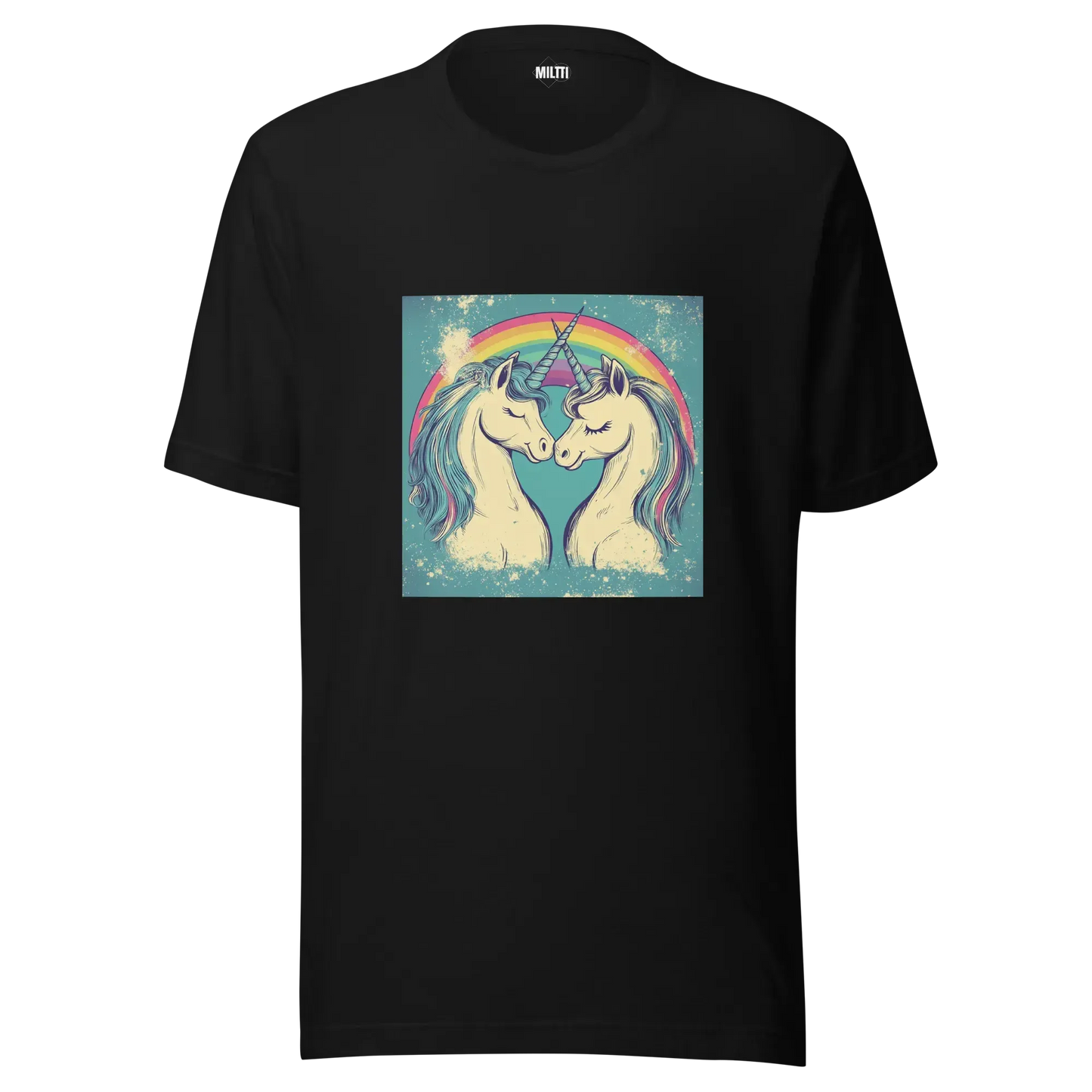 Print 'Unicorn Couple' T-shirt Black MILTTI
