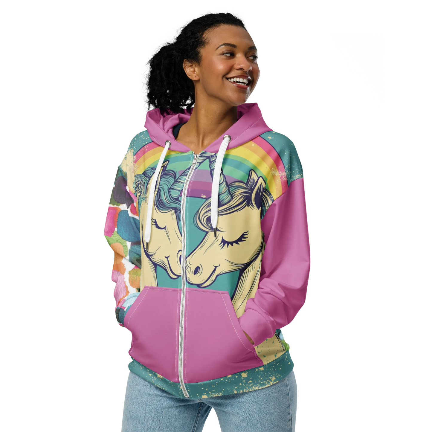 Print 'Unicorn Couple' Zip Hoodie MILTTI