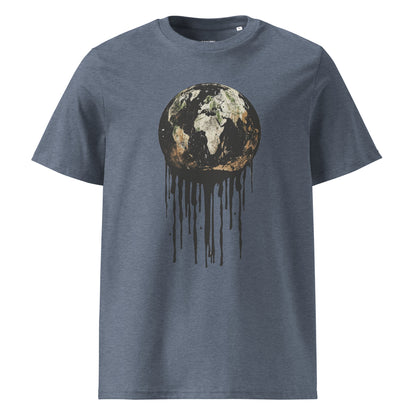 Print 'Bleeding Earth' Organic Cotton T-shirt Dark Heather Blue MILTTI