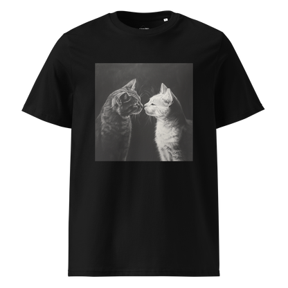 Print 'Cat Couple B&W' Organic Cotton T-shirt Black MILTTI