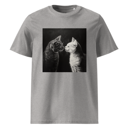 Print 'Cat Couple B&W' Organic Cotton T-shirt Heather Grey MILTTI