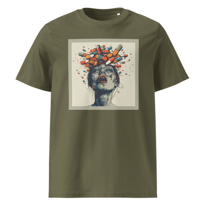Print 'Crazy Pills' Organic Cotton T-shirt Khaki MILTTI