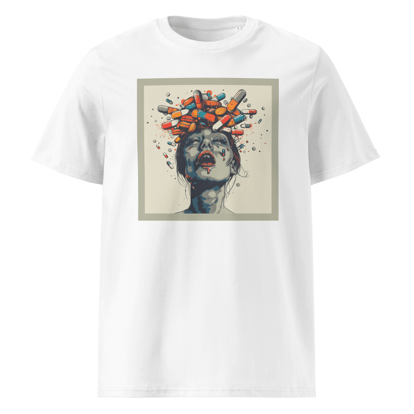Print 'Crazy Pills' Organic Cotton T-shirt White MILTTI